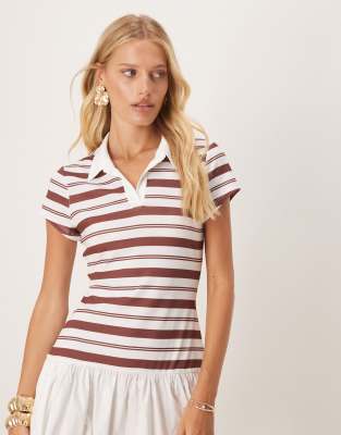 Asos Design Short Sleeve Polo Mini Dress With Poplin Skirt