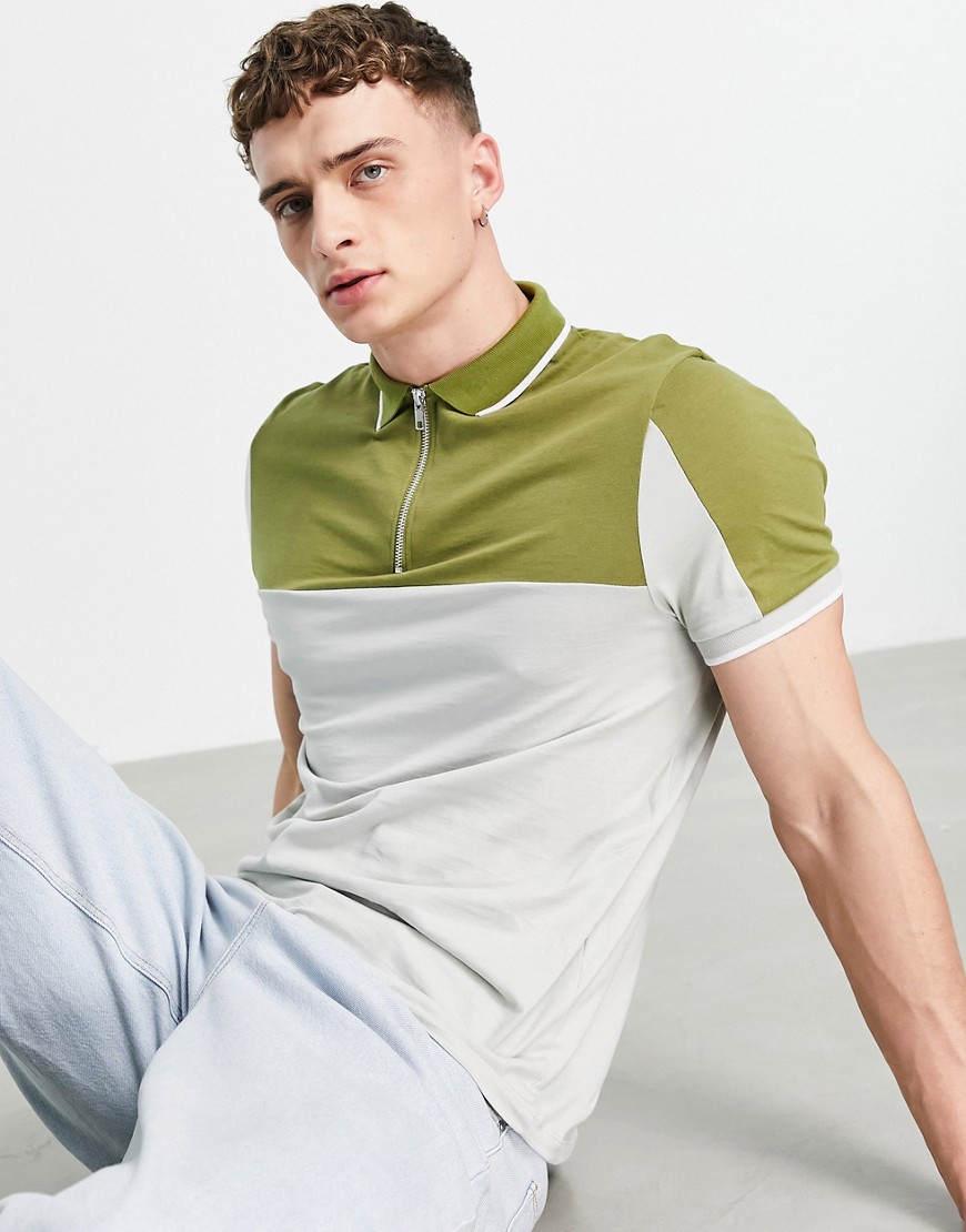ASOS DESIGN short sleeve polo shirt in colour block-Multi