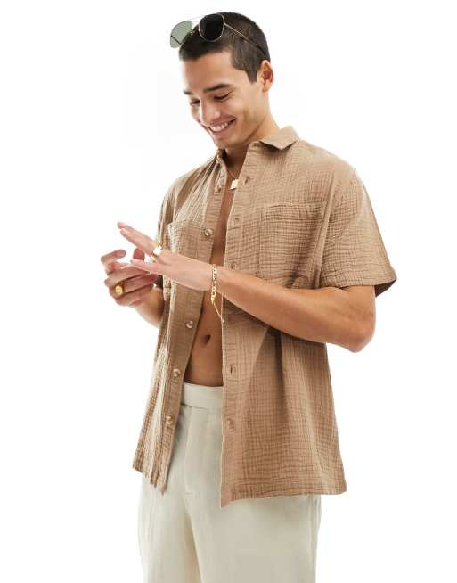 Men's short clearance sleeve cheesecloth shirts