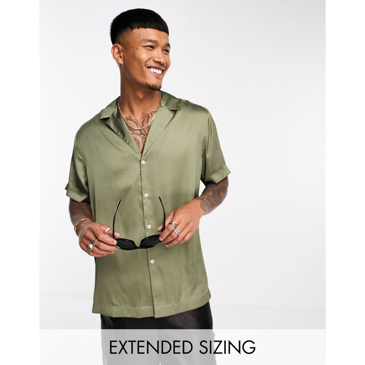 ASOS DESIGN relaxed deep camp collar shirt in lightweight texture