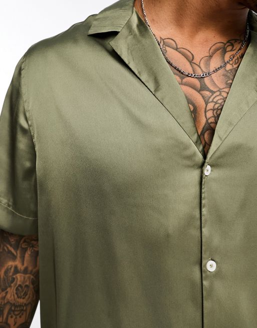 ASOS DESIGN relaxed deep camp collar shirt in lightweight texture