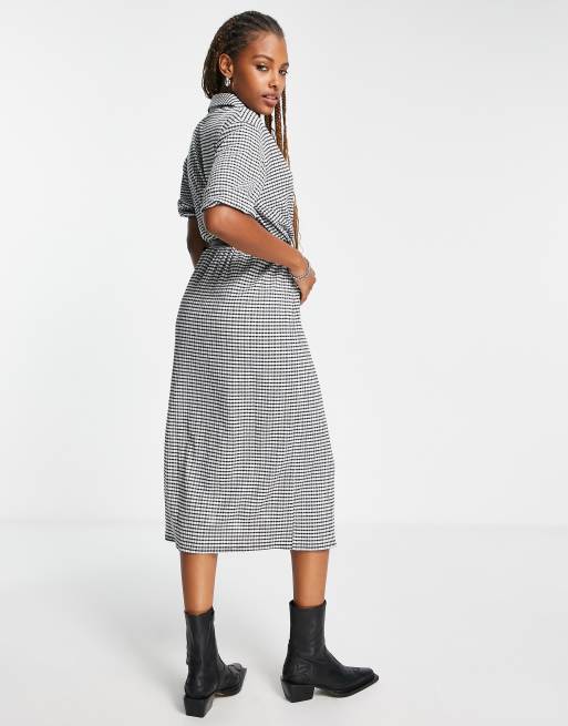 Zara check 2024 dress with belt