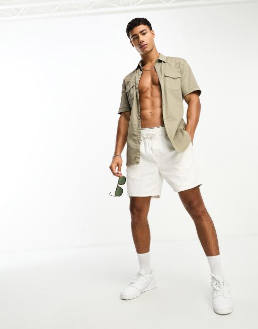 Denim shirt 2024 khaki shorts