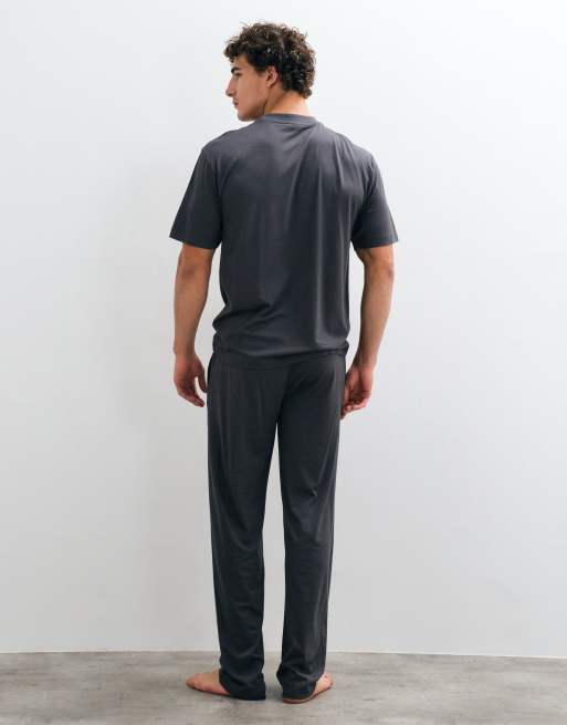 ASOS DESIGN  short sleeve sleepwear set in modal in charcoal, 2 of 5