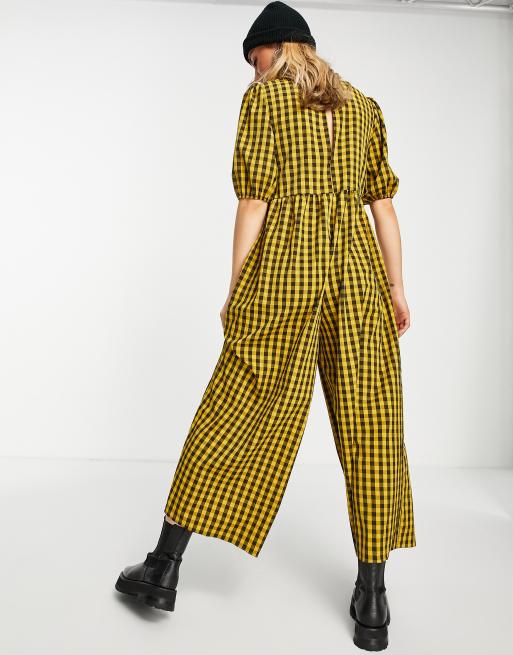 Yellow store check jumpsuit