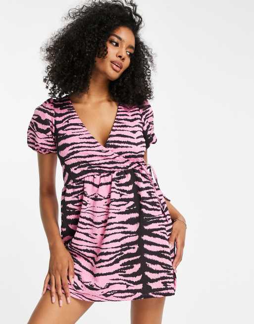 Pink and black zebra dress sale