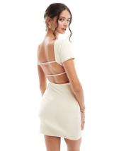 ASOS DESIGN high square neck midi dress with strappy back in green