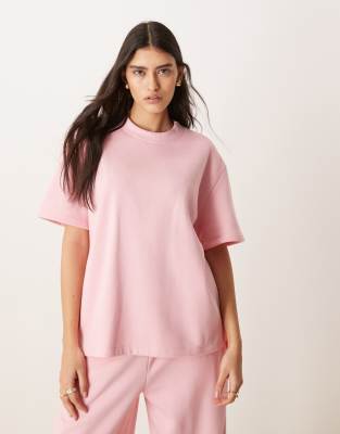 Asos Design Short Sleeve Sweatshirt In Pink
