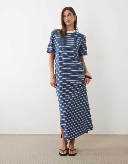 striped t shirt maxi dress Tall Striped T-Shirt Maxi Dress L / Extra Tall / Black/White