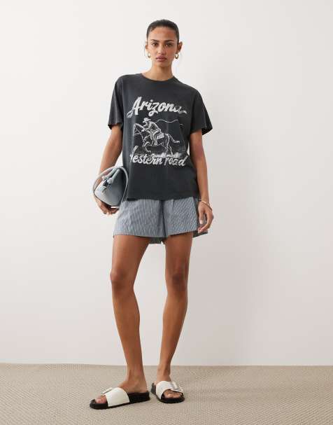 ASOS DESIGN short sleeve t-shirt with Arizona graphic in washed charcoal - view 1