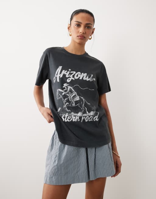 ASOS DESIGN short sleeve t-shirt with Arizona graphic in washed charcoal, 2 of 4