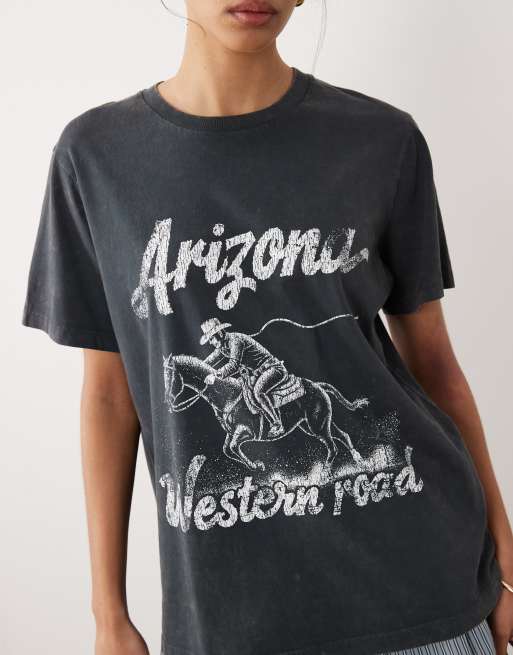 ASOS DESIGN short sleeve t-shirt with Arizona graphic in washed charcoal, 3 of 4