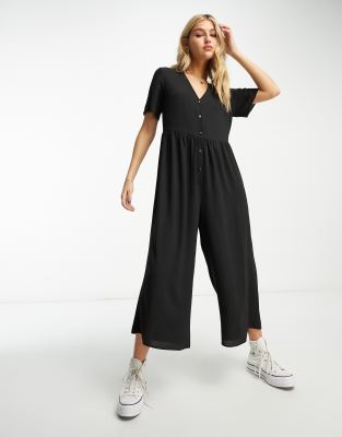 ASOS DESIGN short sleeve tea jumpsuit in black