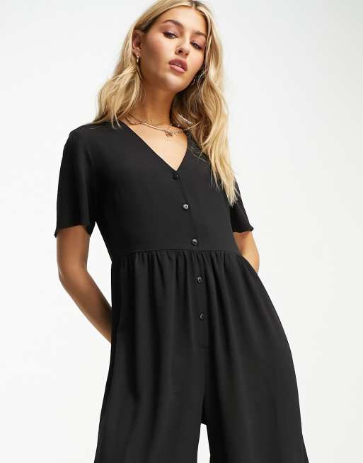 ASOS DESIGN short sleeve tea jumpsuit in black