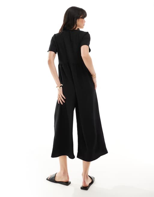 ASOS DESIGN short sleeve tea jumpsuit in black ASOS