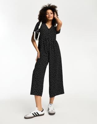 ASOS DESIGN short sleeve tea jumpsuit in mono spot