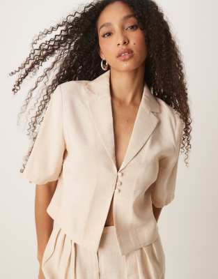 Asos Design Short Sleeve Tie Front Cropped Shirt In White