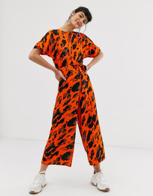 Red animal best sale print jumpsuit