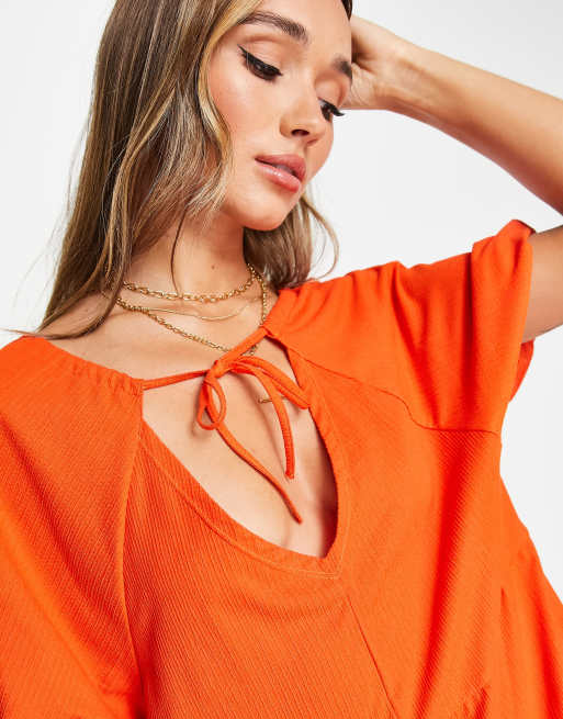 Track Stretch Lace Plunge Bralette - Neon Orange - S at Skims