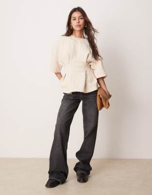 トップス Floral Jacquard Hight Neck Blouse ecru Floral Jacquard