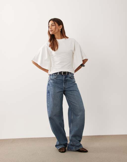 ASOS DESIGN short sleeve top in ecru, 3 of 4