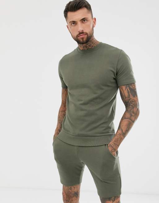 mens khaki tracksuit set