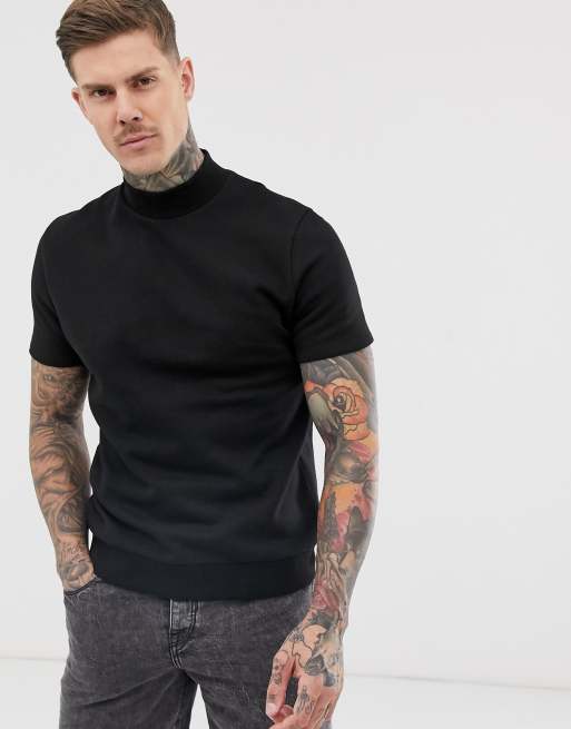 Mens mock turtleneck short sleeve sale