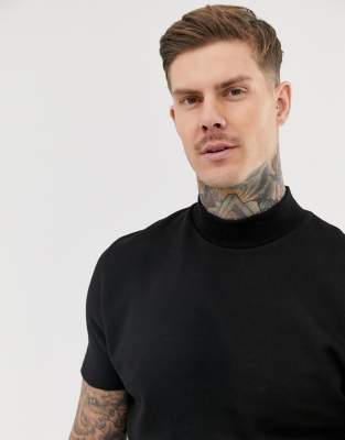 ASOS DESIGN short sleeve turtleneck sweatshirt in black