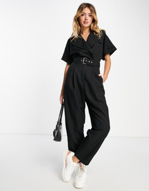 Belted Short Sleeve Jumpsuit