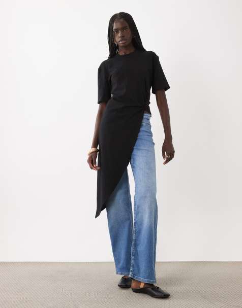 ASOS DESIGN short sleeve with aysm top in black - view 1