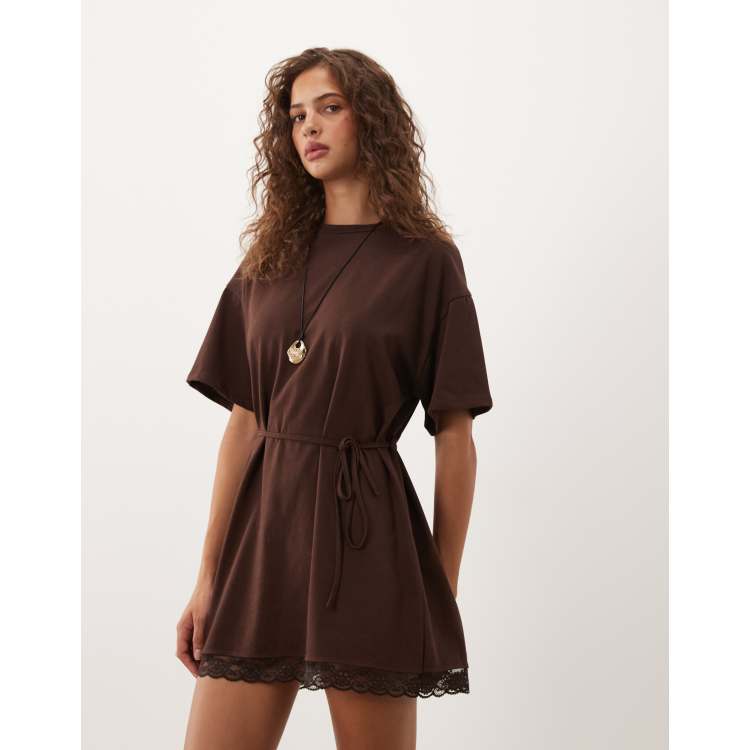 short brown lace dress ASOS DESIGN sleeve with cinched waist with hem mini in Extended Width Size:LARGE: Men US Shoe 8-13, Women 9-15 The 411 on Wedding 90% Nylon 10% Spandex