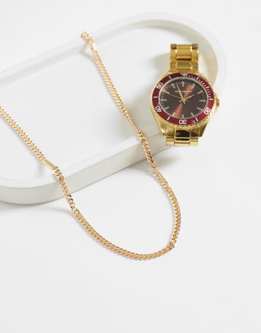 ASOS DESIGN short slim 3mm neck chain in gold tone, 2 of 4