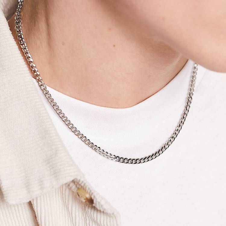 ASOS DESIGN short slim 4mm neck chain in silver tone