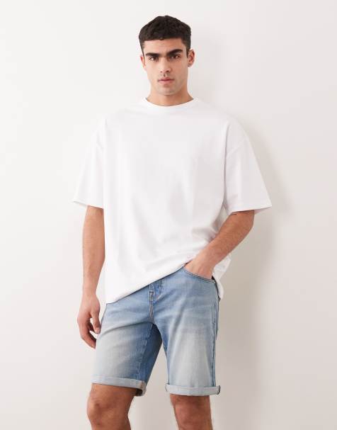 ASOS DESIGN - Short slim classique en denim stretch - Bleu clair délavé - view 1