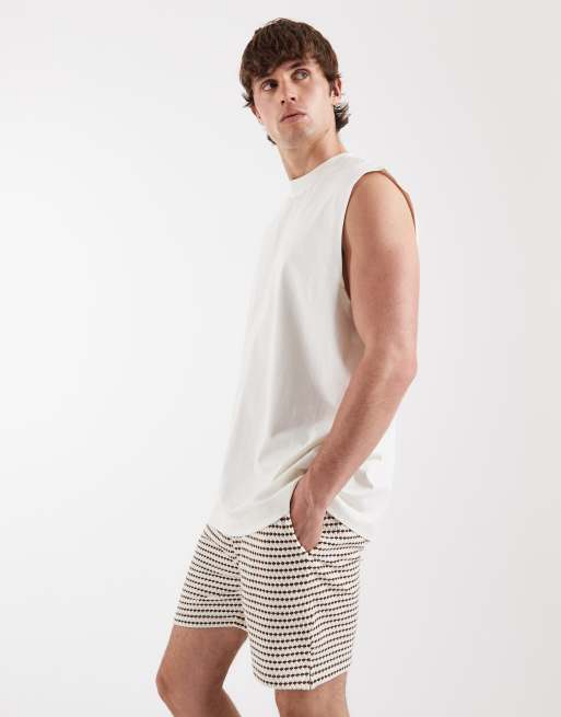 ASOS DESIGN - Short slim court en jersey à rayures texturées - Taupe, 3 de 5