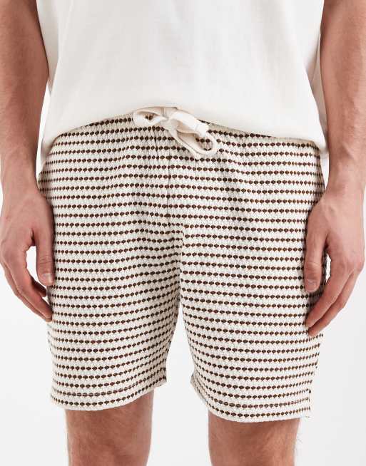 ASOS DESIGN - Short slim court en jersey à rayures texturées - Taupe, 4 de 5