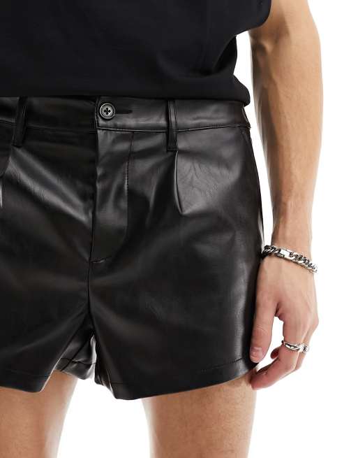 ASOS DESIGN - Short slim imitation cuir à pinces - Noir, 2 de 5