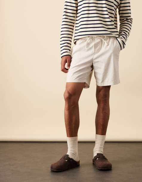 ASOS DESIGN - Short slim mi-long en lin mélangé - Taupe - view 1