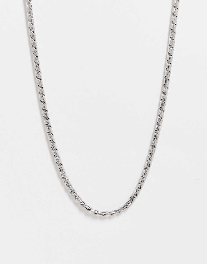ASOS DESIGN short slim neckchain in box design in silver tone