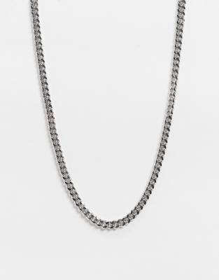 Asos Design Short Slim 4mm Neckchain In Silver Tone In Silver