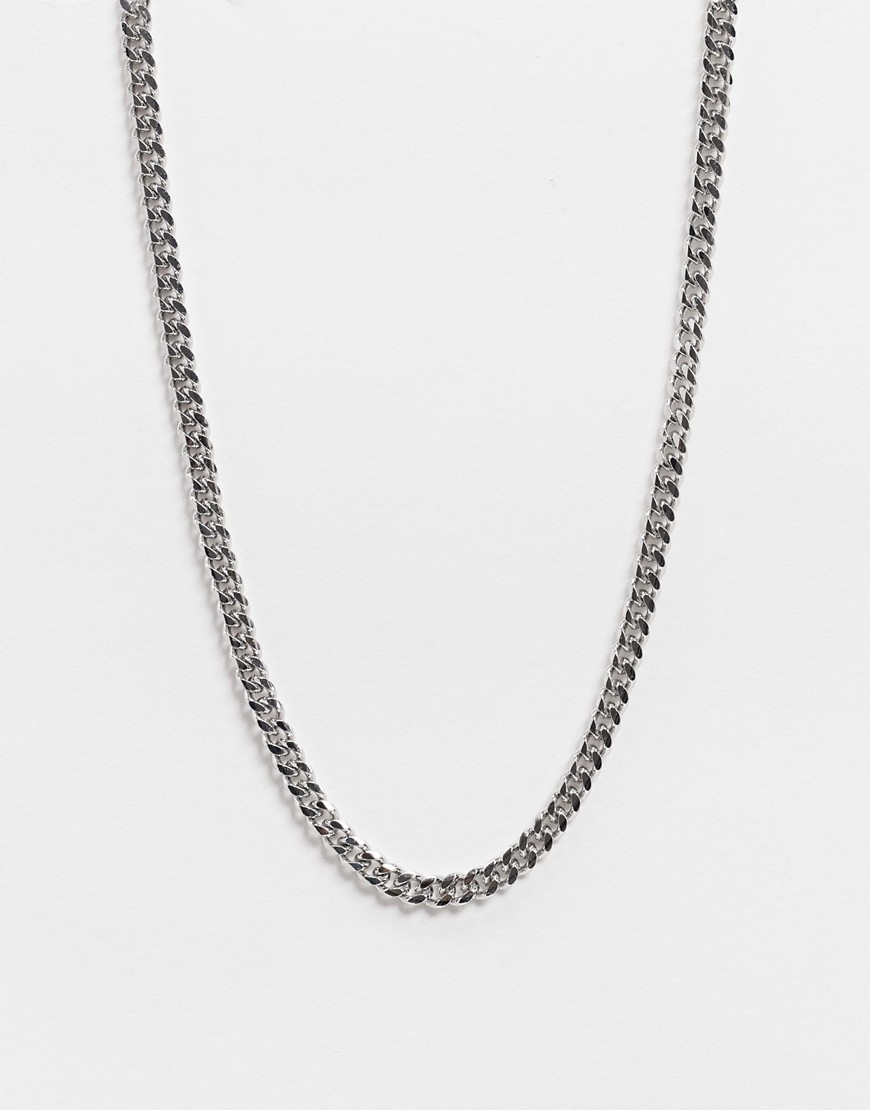 ASOS DESIGN short slim neckchain in silver tone