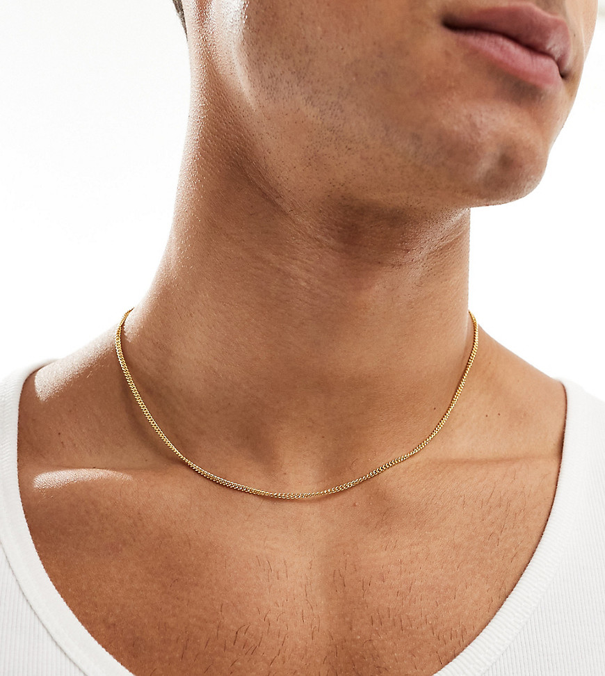 ASOS DESIGN short sterling silver neck chain with 14k gold plate
