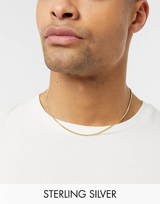 ASOS DESIGN short sterling silver neckchain with 14k gold plate