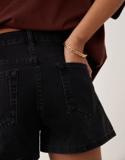 ASOS DESIGN - Short taille haute en jean - Noir, 4 de 5