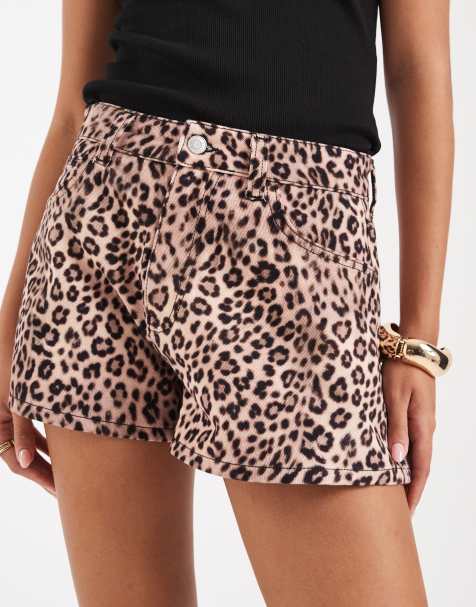 ASOS DESIGN - Short trapèze en jean à imprimé léopard - view 1