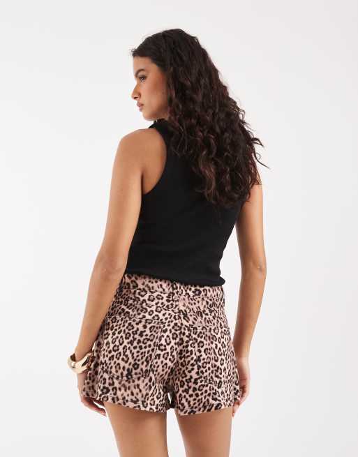 ASOS DESIGN - Short trapèze en jean à imprimé léopard, 5 de 5
