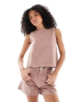 ASOS DESIGN - Short trapèze long d'ensemble - Moka-Marron