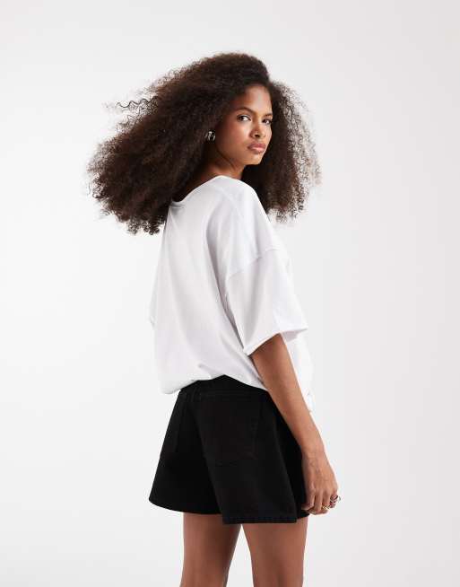 ASOS DESIGN - Short trapèze long en jean - Noir, 5 de 5