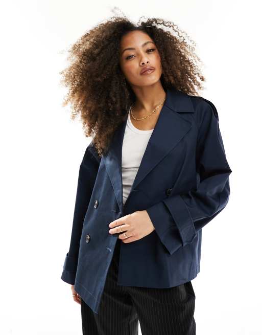 Short navy coat on sale