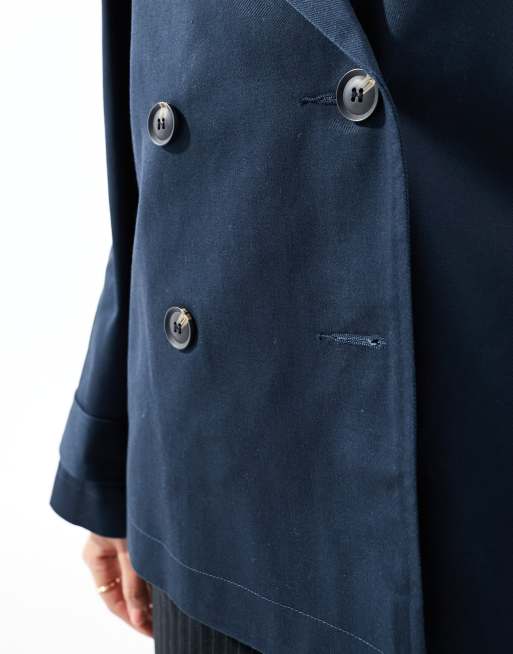 ASOS DESIGN short trench coat in navy ASOS